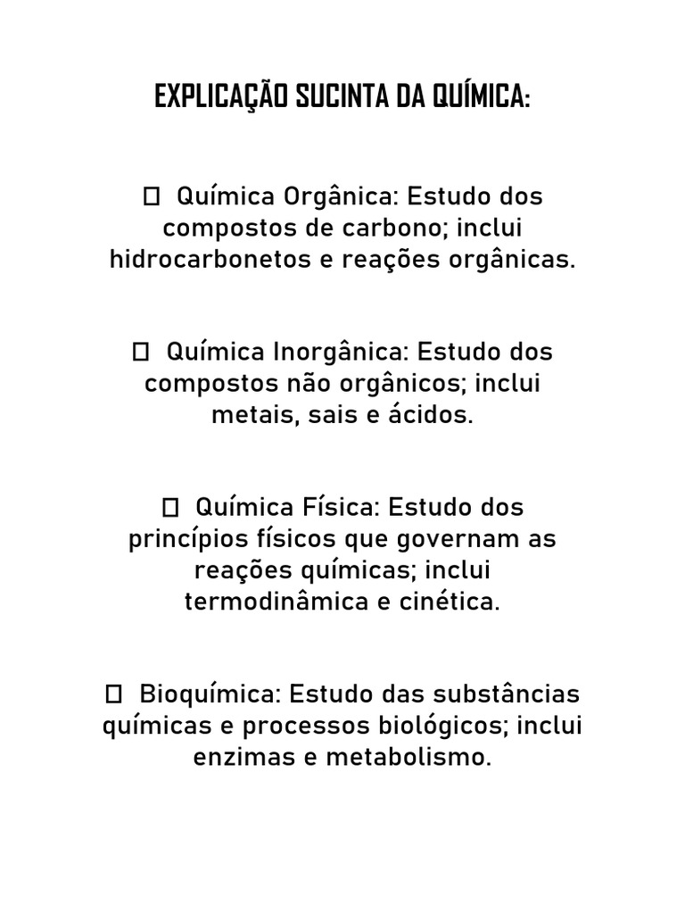 Ramos da Química: Explicação Sucinta | PDF