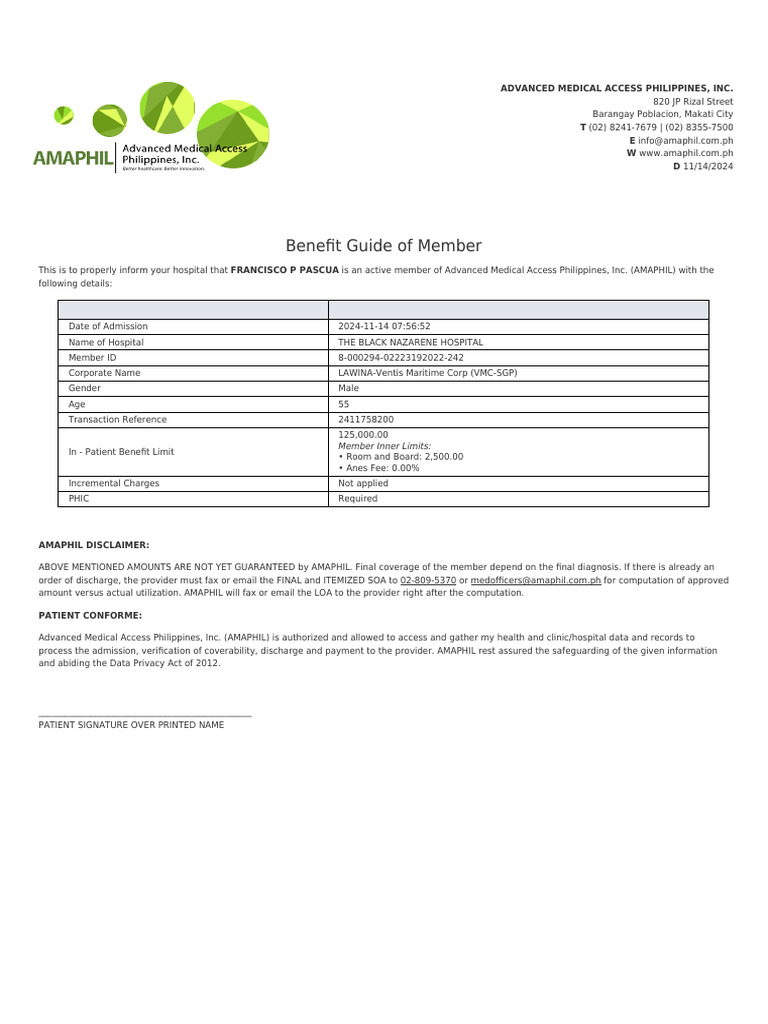 AMAPHIL Member Benefit Guide 2024 | PDF | Public Services | Medicine