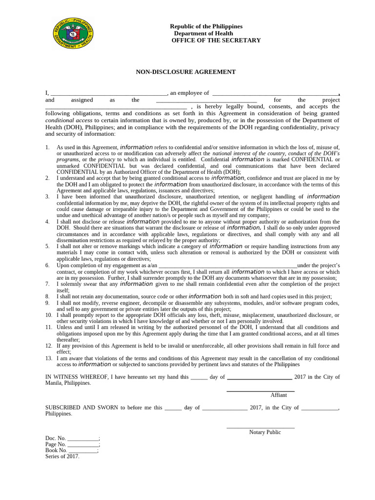 Non Disclosure Agreement | PDF | Non Disclosure Agreement | Confidentiality