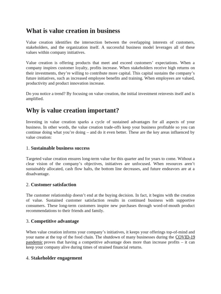 Understanding Value Creation in Business | PDF | Business | Economies