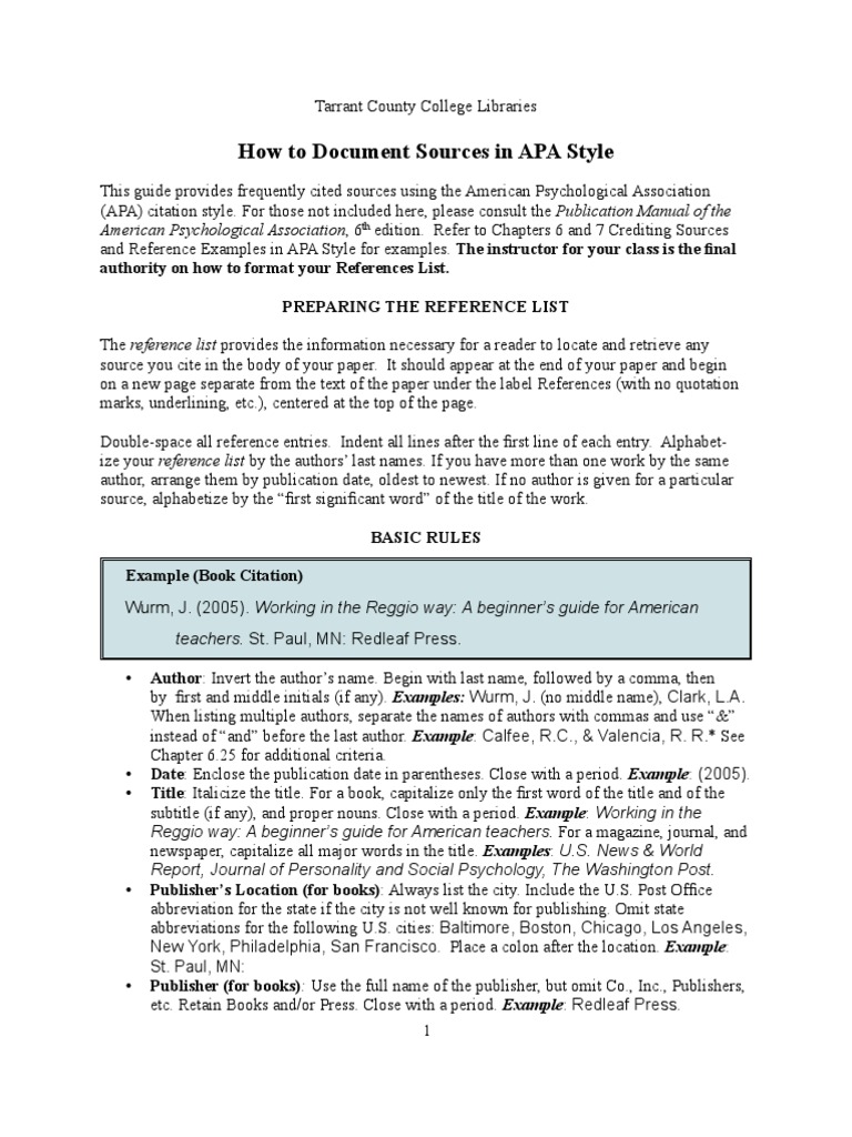 How To Document Sources in APA Style: American Psychological ...