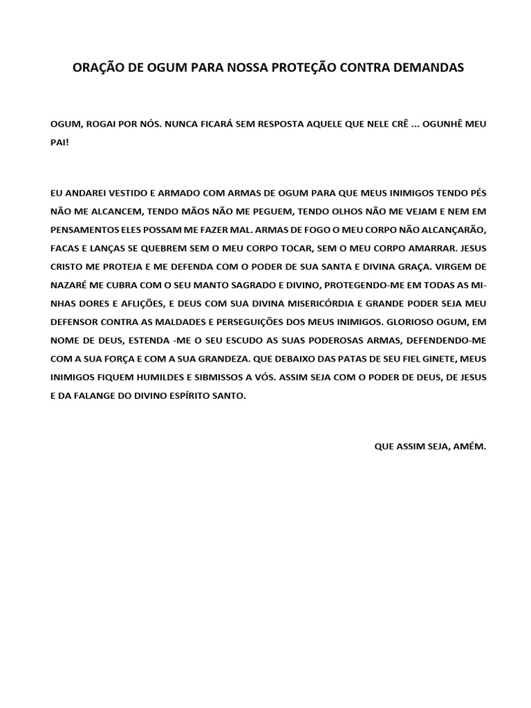 Oração de Proteção a Ogum | PDF