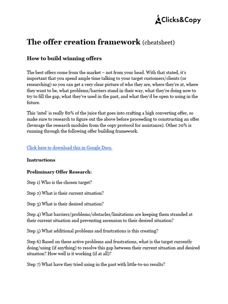 Offer Creation Framework Guide | PDF