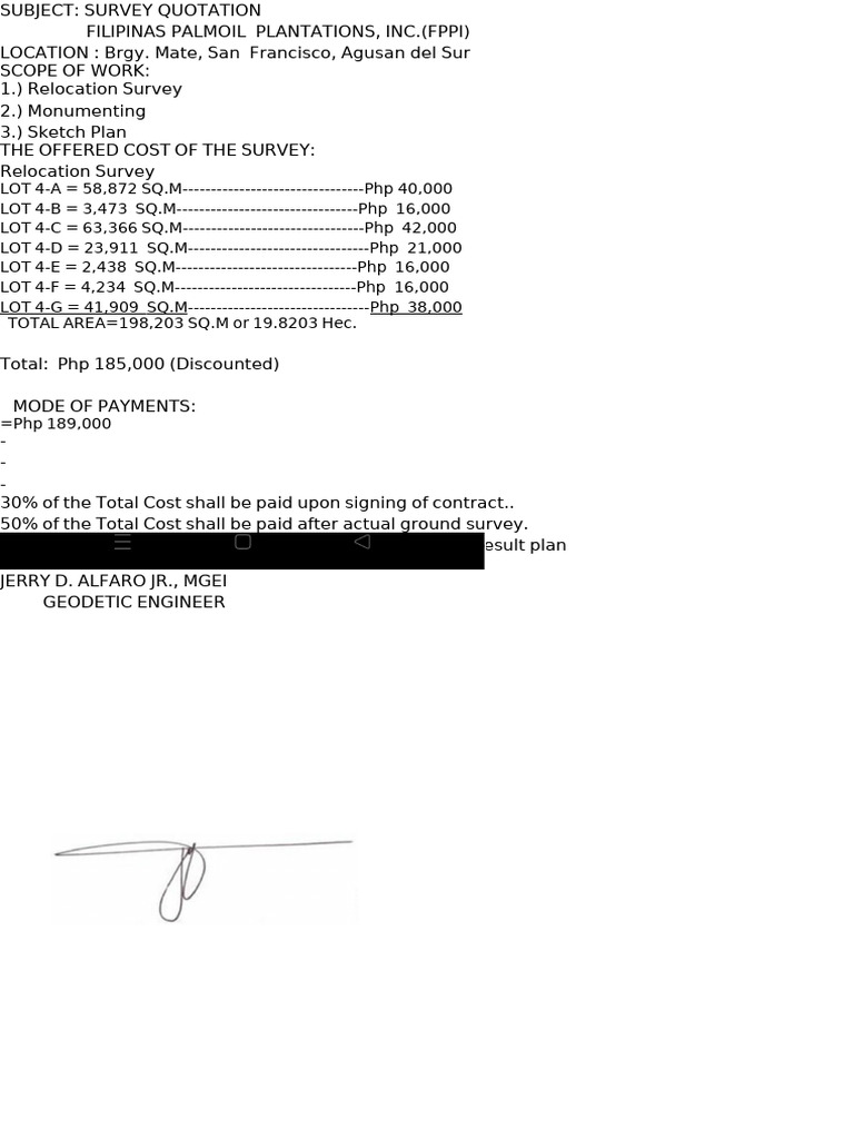 Survey Quotation for FPPI Project | PDF