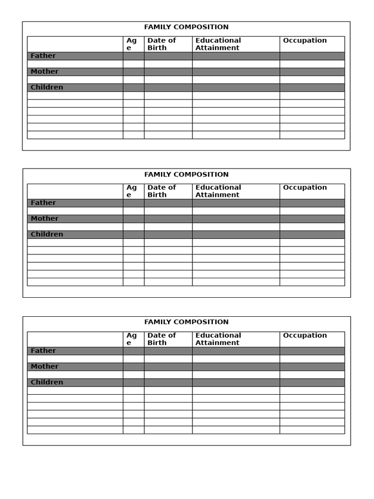 Family Composition | PDF