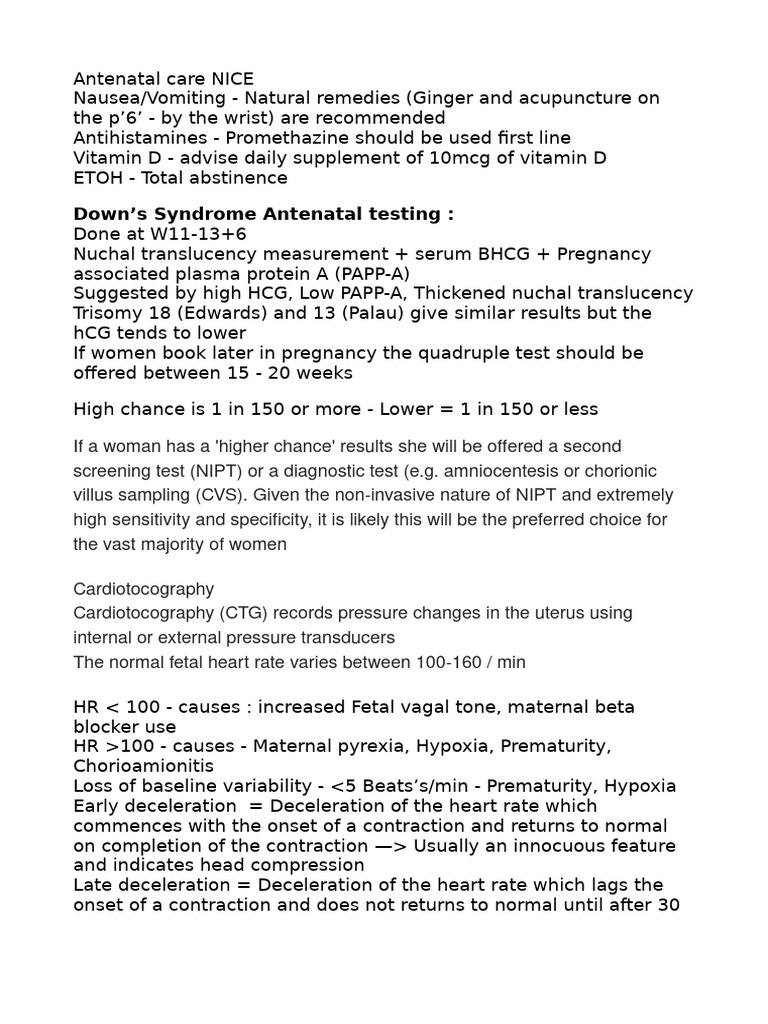 Antenatal Care Guidelines and Complications | PDF | Childbirth | Pregnancy