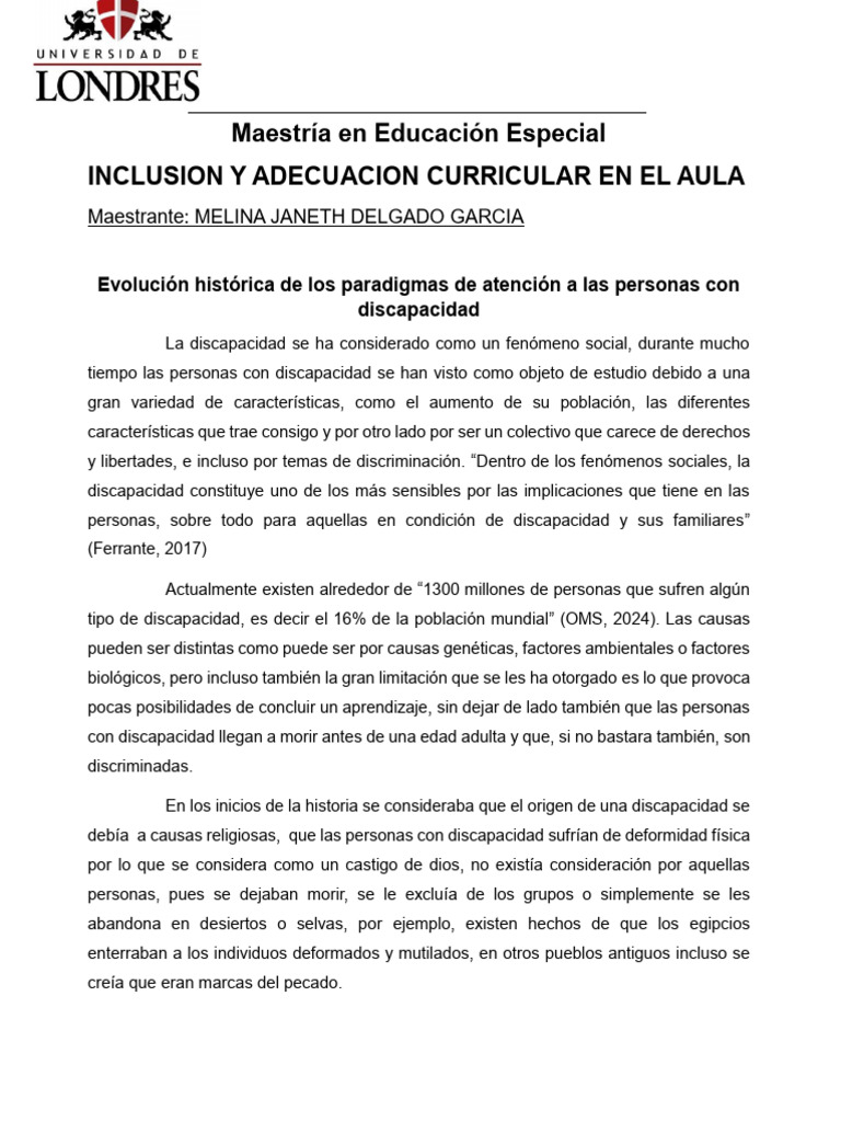 Evolución de Paradigmas en Discapacidad | PDF | Invalidez | Inclusión ...