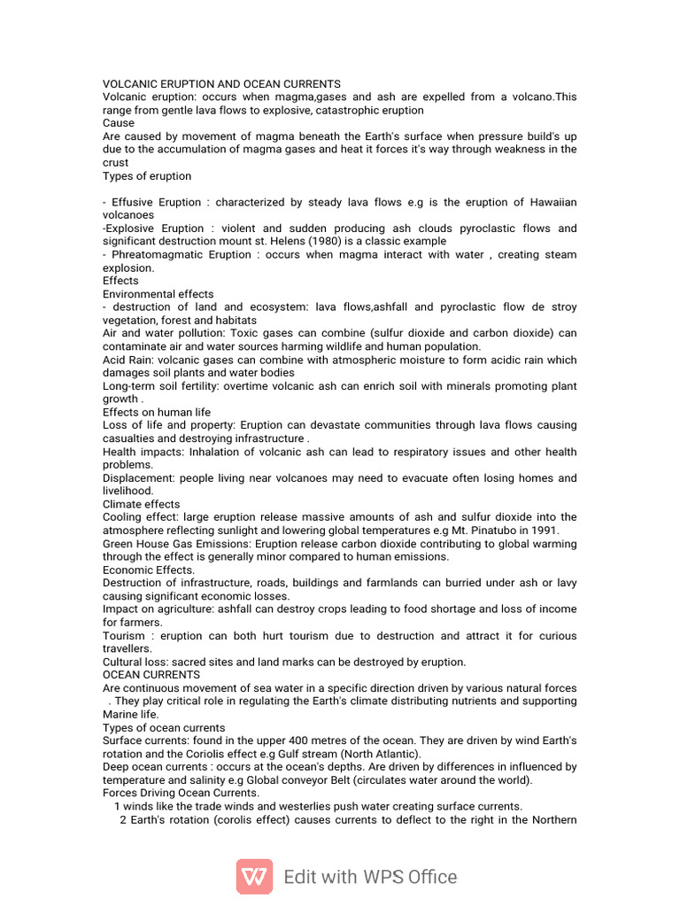 Volcanic Eruptions and Ocean Currents | PDF | Volcano | Types Of ...