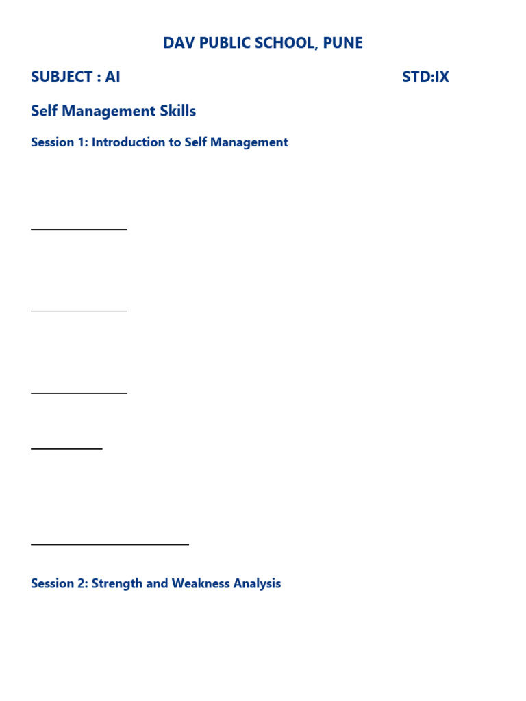 Self Management Skills for Students | PDF | Optimism | Thought