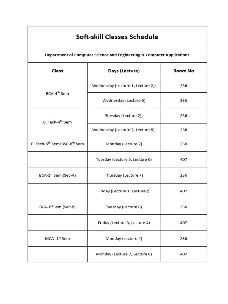 Soft-Skill Classes Schedule 2023 | PDF