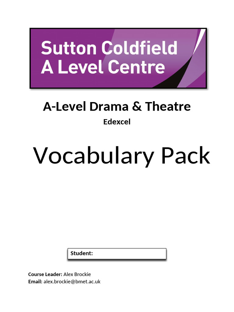 A-Level Drama Vocabulary Guide | PDF | Theatre | Performing Arts