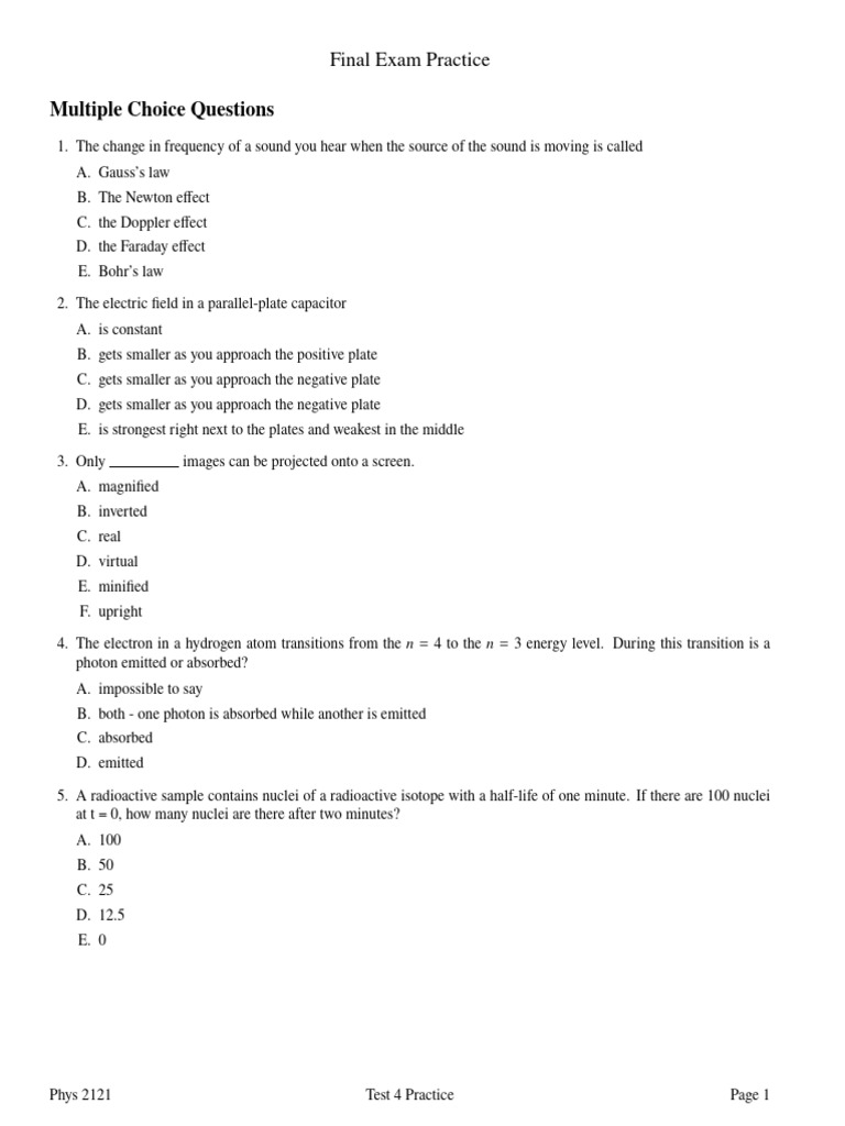 Test5 Practice | PDF | Wavelength | Physical Phenomena