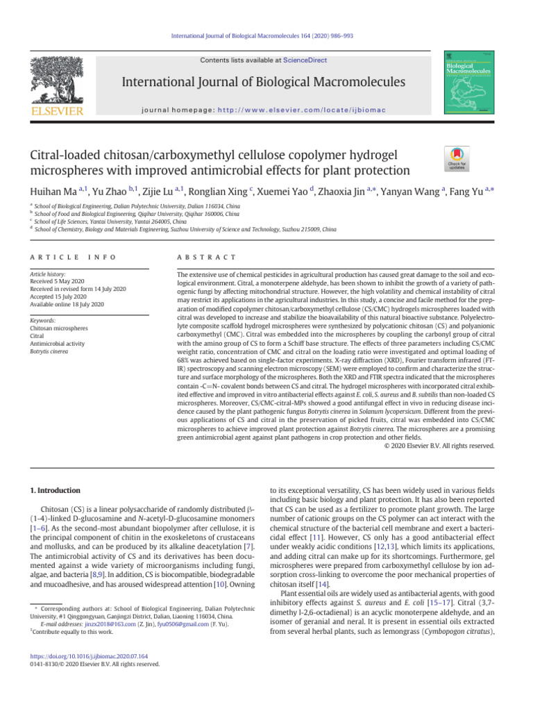 Citral-Loaded Chitosan Hydrogel Microspheres | PDF | Gram Positive ...