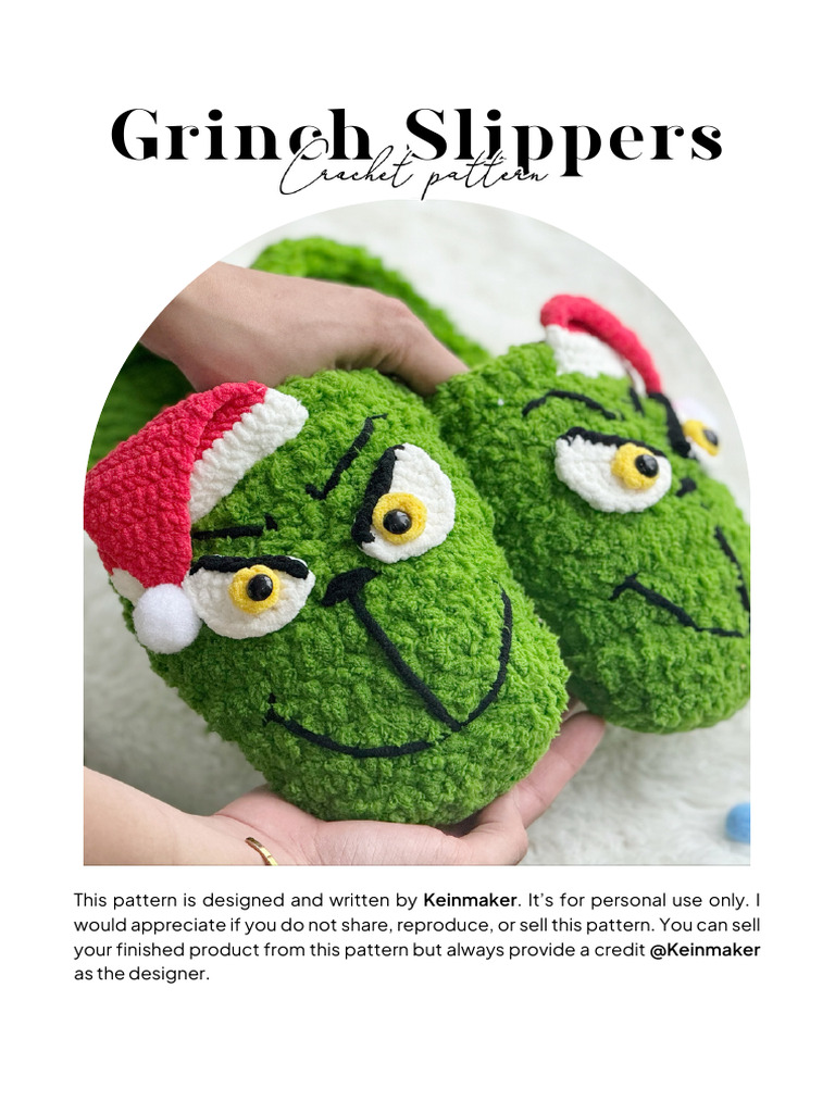 New Up Grinch Slippers Crochet Pattern | PDF | Crochet | Weaving