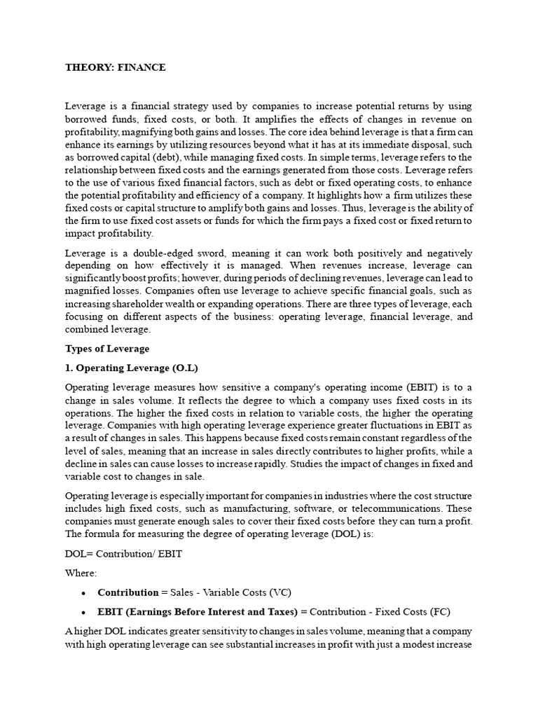 Understanding Financial Leverage | PDF | Net Present Value | Leverage ...
