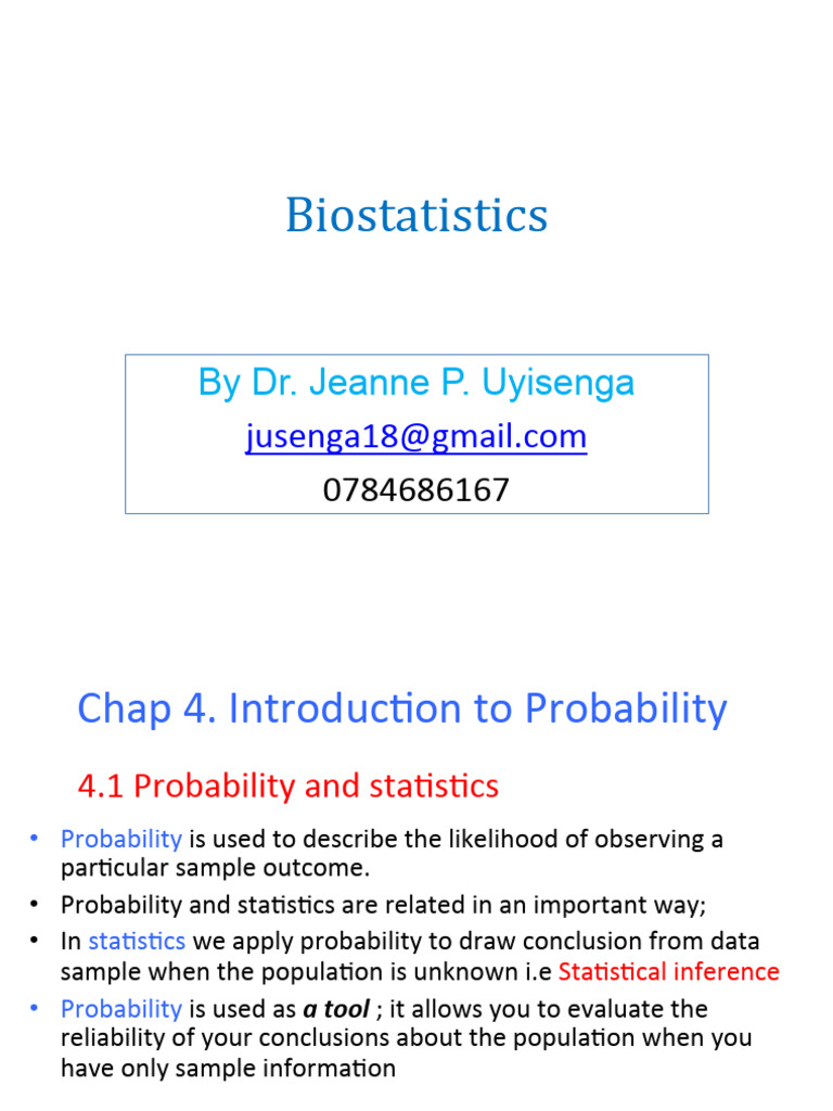 Introduction to Probability in Biostatistics | PDF | Sensitivity And ...
