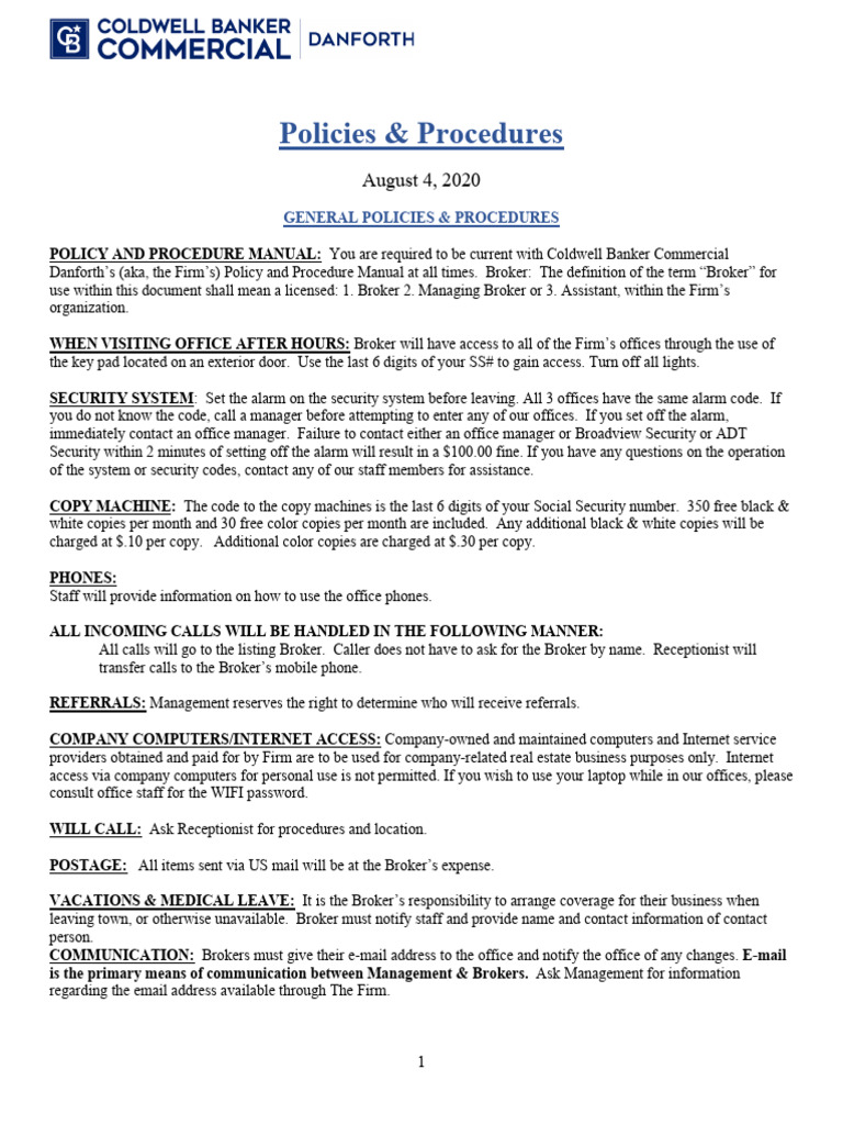 Coldwell Banker Danforth Policies Manual | PDF | Sexual Harassment ...