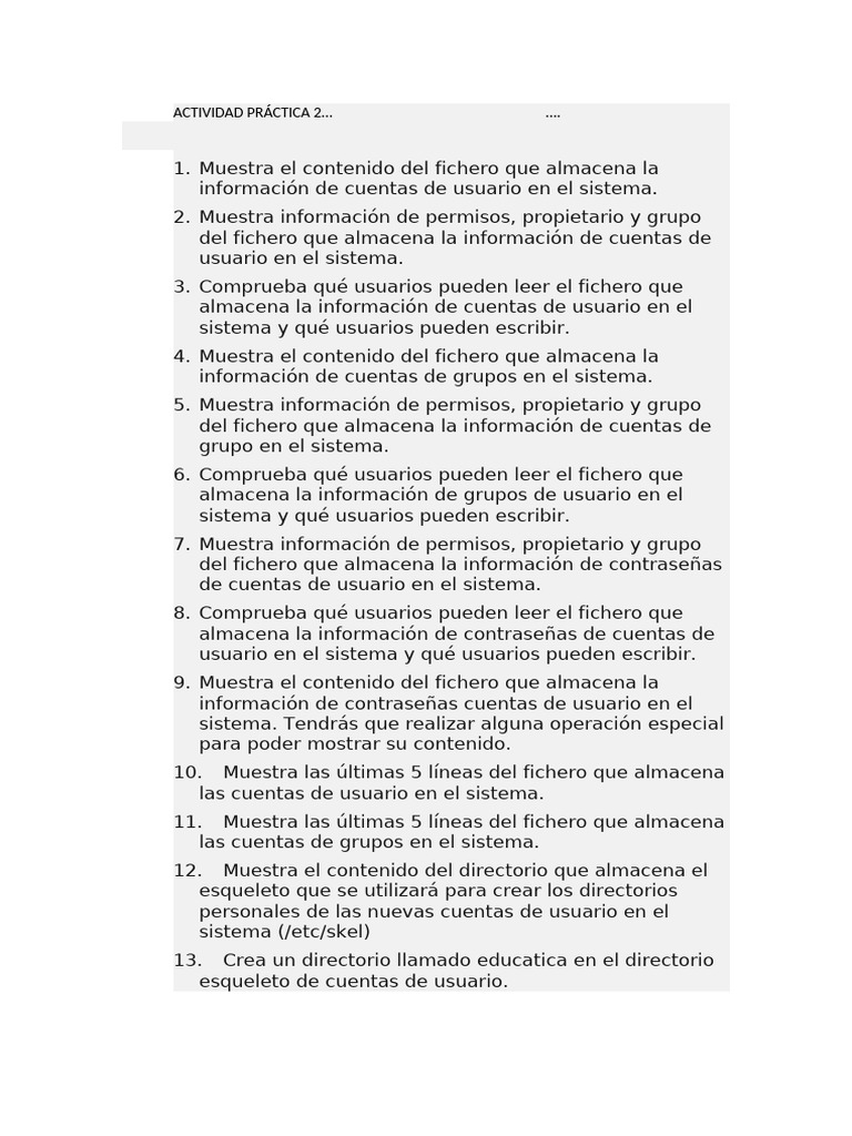 Actividad Práctica 2 | PDF | Usuario (informática) | Archivo de computadora