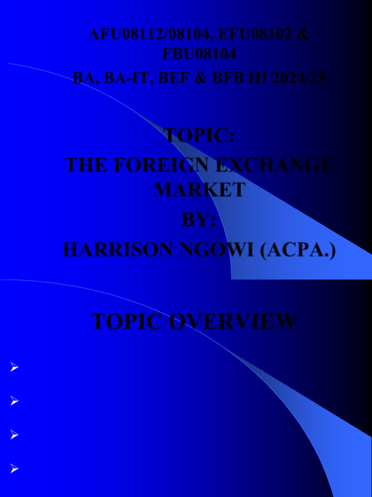 3rd Lecture - The Foreign Exchange Market | PDF | Foreign Exchange ...