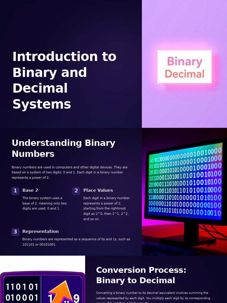 Introduction to Binary and Decimal Systems | PDF | Bit | Numbers