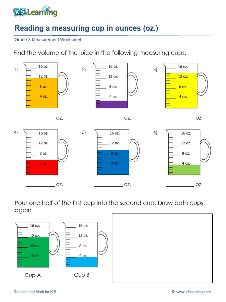 Grade 3 Measuring Cup Worksheet | PDF