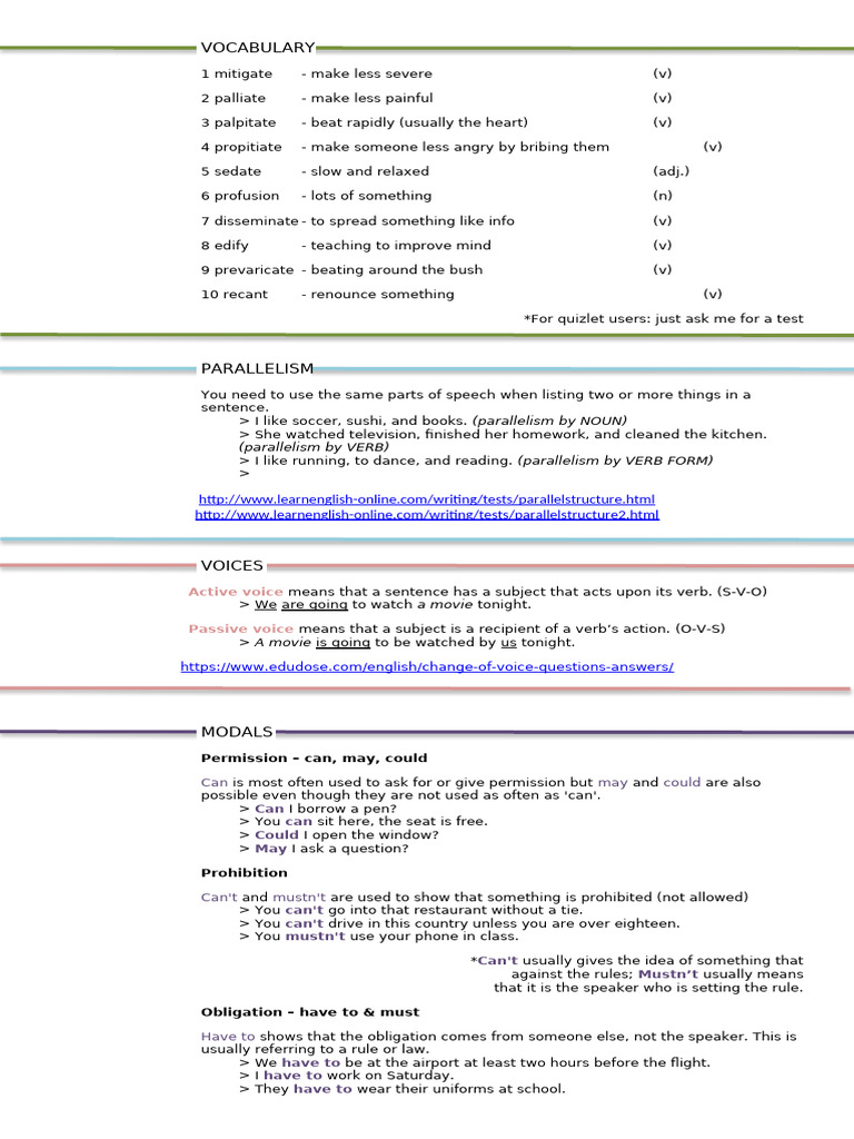 English Grammar and Vocabulary Guide | PDF | Verb | Subject (Grammar)