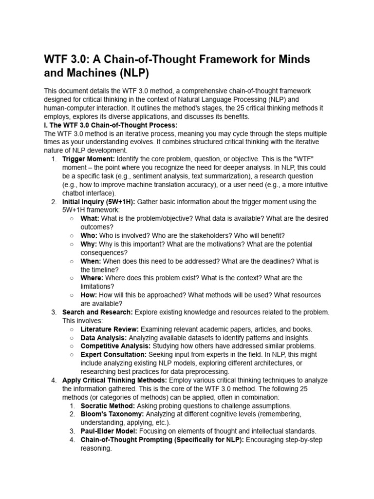 WTF 3.0: Chain-of-Thought in NLP | PDF | Reason | Critical Thinking