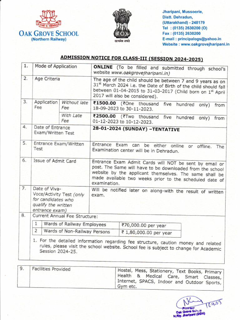 Class III Admission 2024-25 Notice | PDF | University And College ...