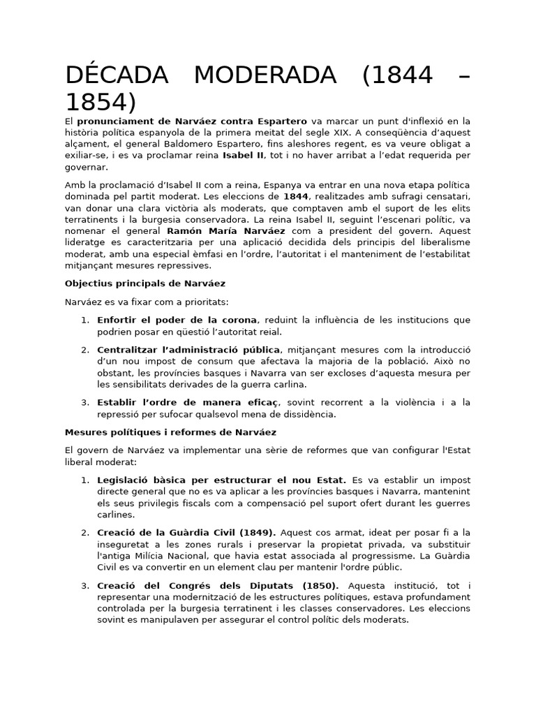 La Década Moderada Apunts | PDF