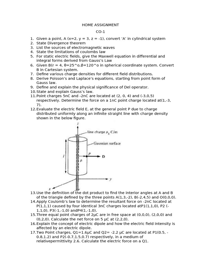 Physics Assignment: Electromagnetism Concepts | PDF | Electric Field ...