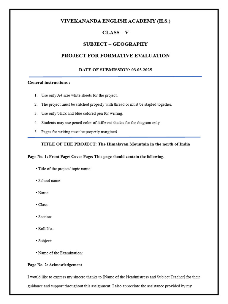 CL-V S1 Geography Project | PDF | Himalayas | Geomorphology
