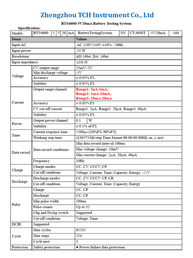 BTS4000-5V20mA Battery Testing System | PDF | Electrical Engineering ...