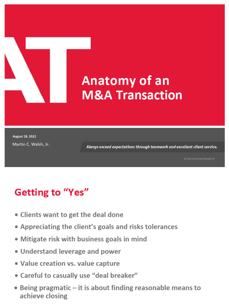Anatomy of M&A Transactions Explained | PDF | Mergers And Acquisitions ...