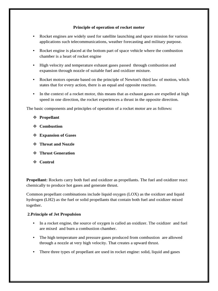 Rocket Motor Operation Principles | PDF | Rocket Propellant | Rocket Engine