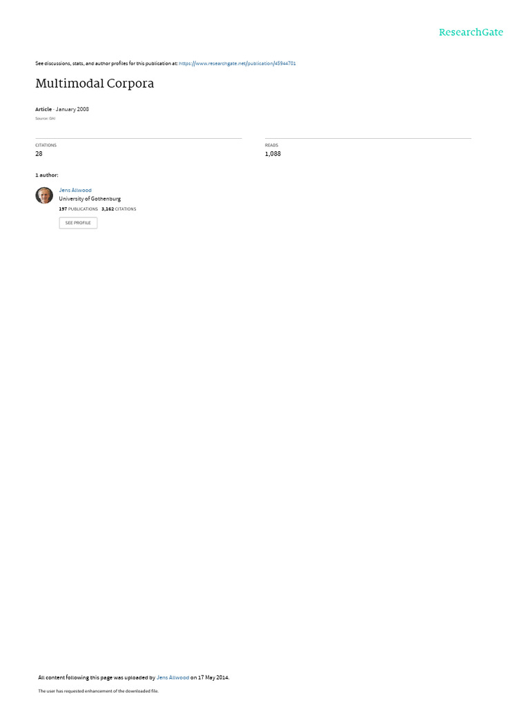 Understanding Multimodal Corpora | PDF | Gesture | Communication