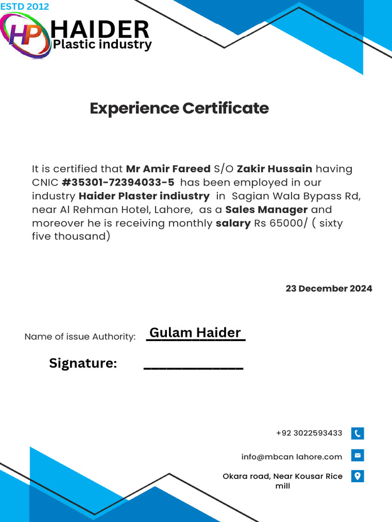 Blue and Black Corporate Simple Application Letter | PDF