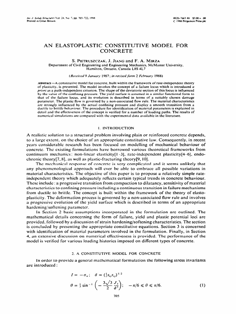 An Elastoplastic Constitutive Model For Concrete | PDF | Plasticity ...