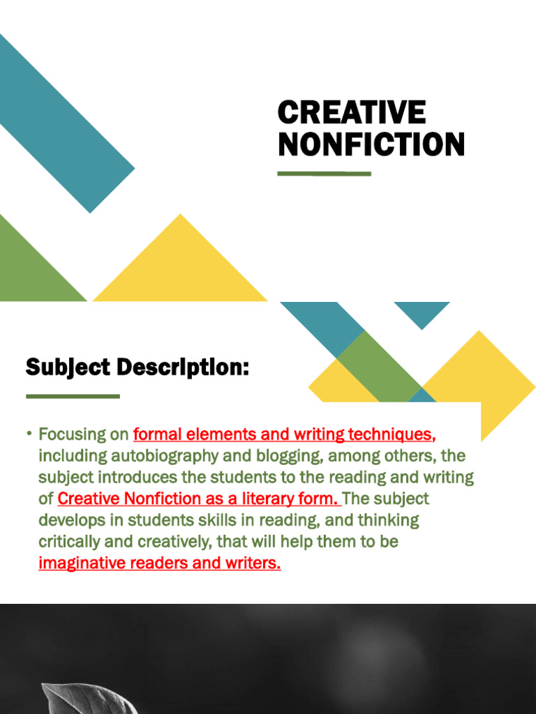Creative Nonfiction Writing Skills | PDF