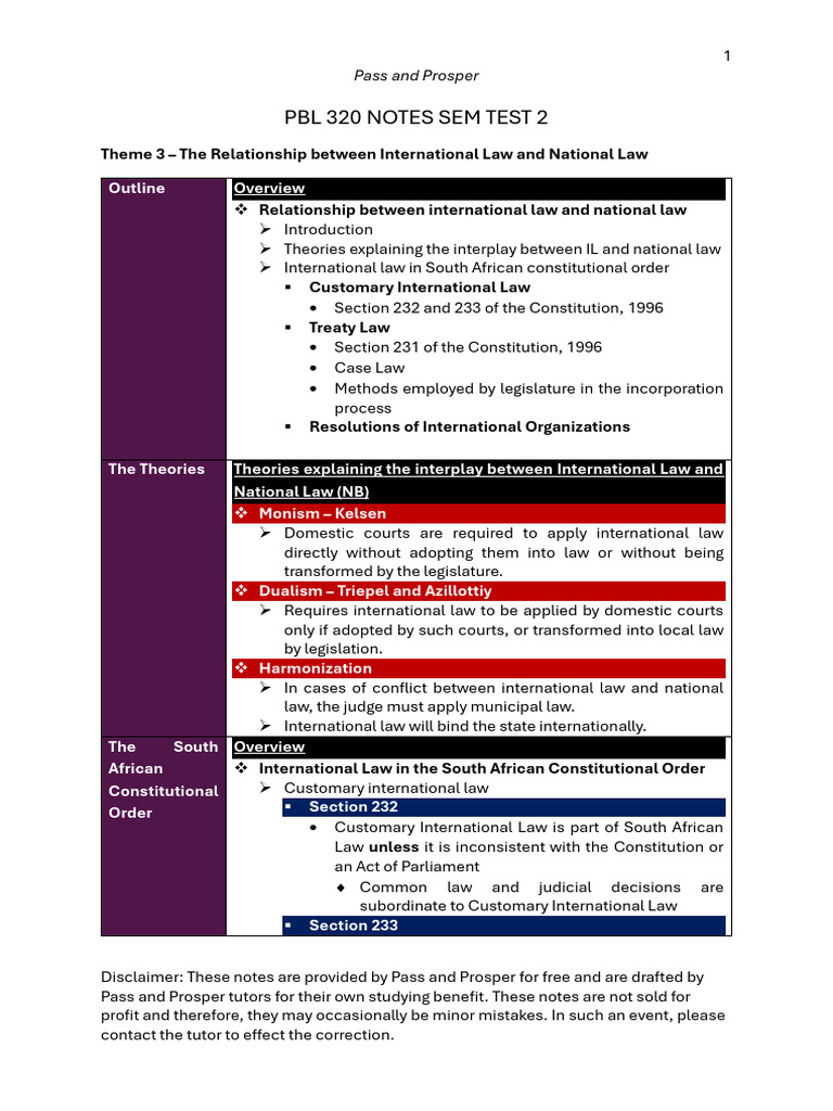 PBL 320 NOTES SEM TEST 2 PDF | PDF | Jurisdiction | International Law