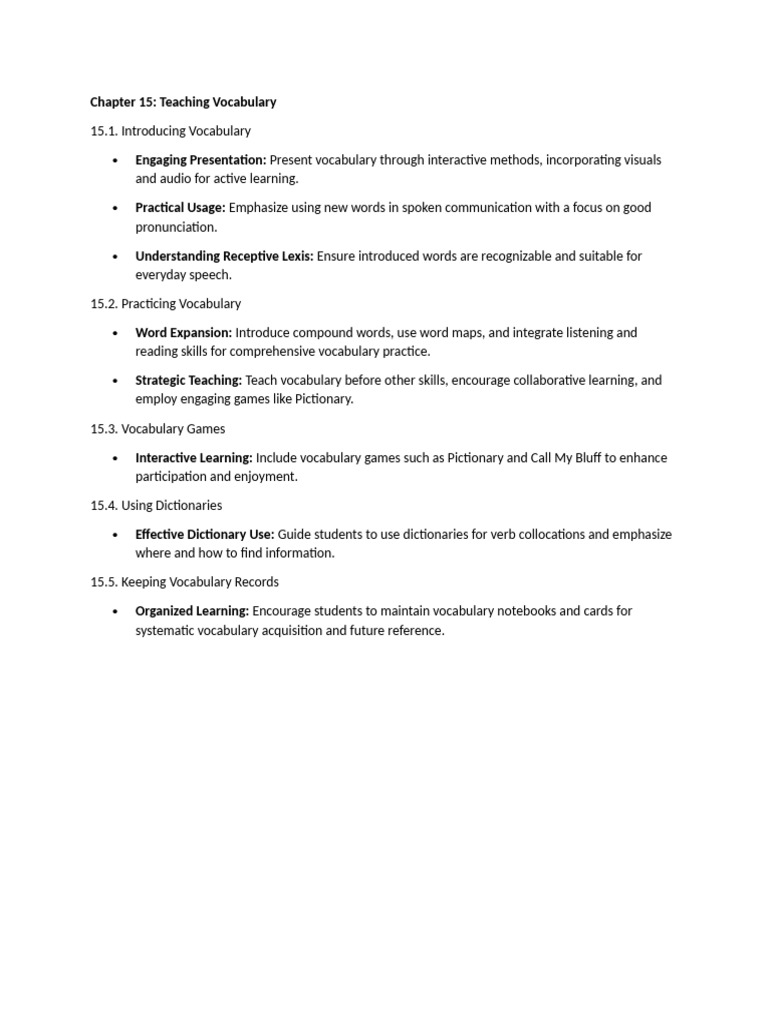 Effective Vocabulary Teaching Strategies | PDF