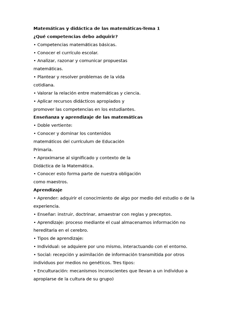 Competencias en Didáctica de Matemáticas | PDF | Plan de estudios ...