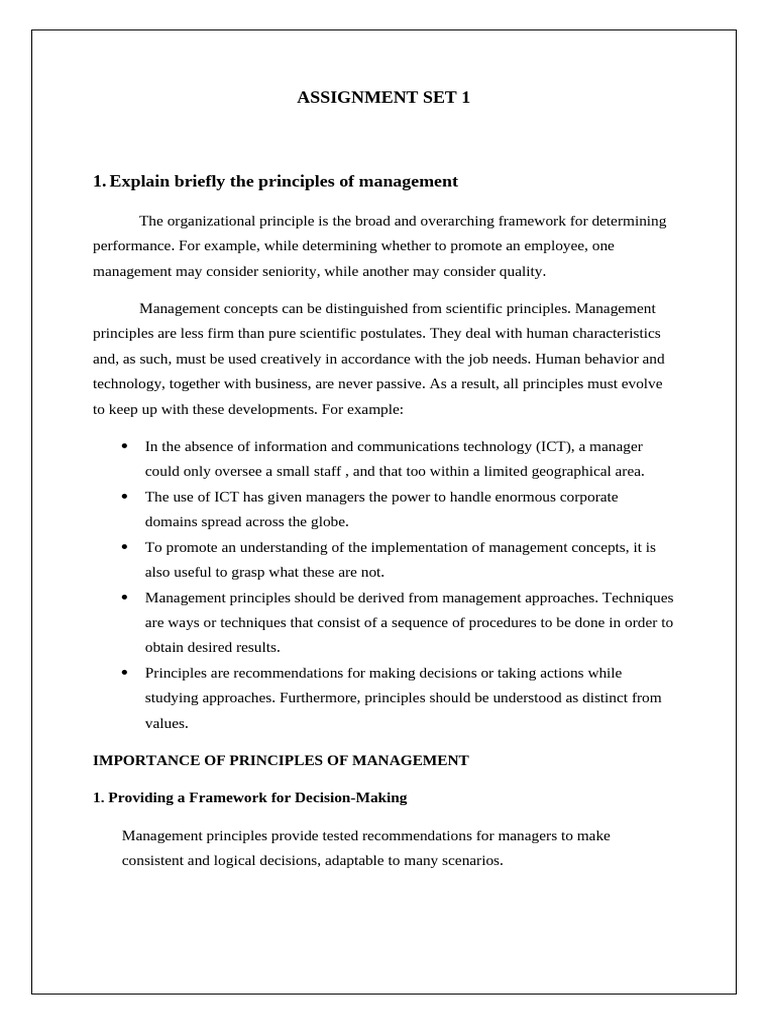 ASSIGNMENT SET 1 DMBA107 Management Process and Organisational ...