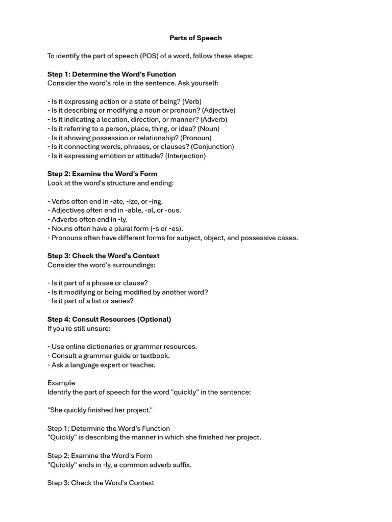 Understanding Parts of Speech | PDF | Part Of Speech | Adverb