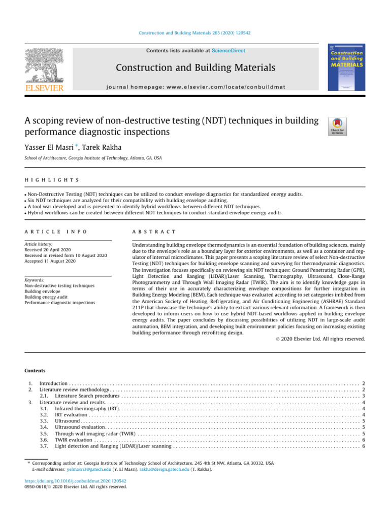 A Scoping Review of Non-Destructive | PDF | Lidar | Nondestructive Testing