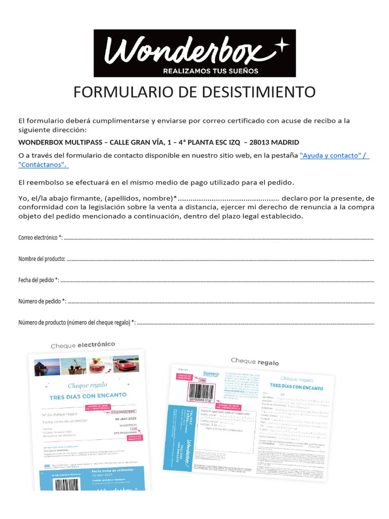 Formulario de Desistimiento | PDF