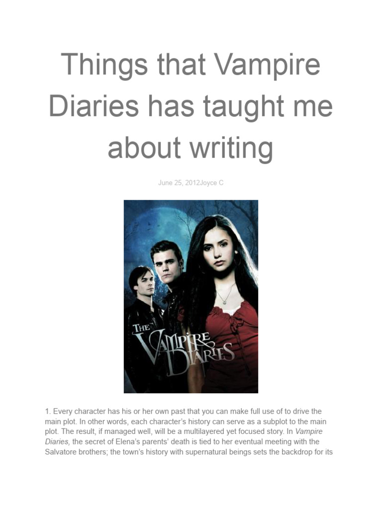 Writing Lessons from Vampire Diaries | PDF | American Television ...