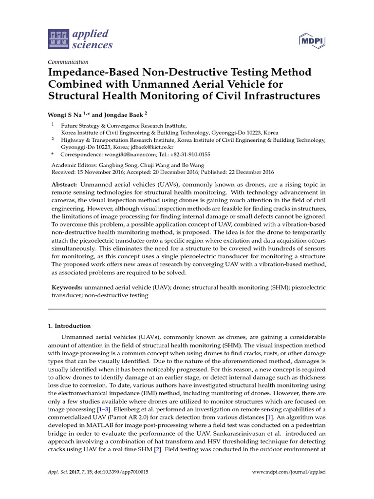 UAV-Enhanced Structural Health Monitoring | PDF | Nondestructive ...