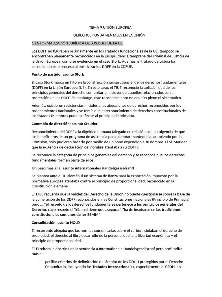 Derechos Fundamentales en la UE | PDF | Convenio europeo de derechos ...
