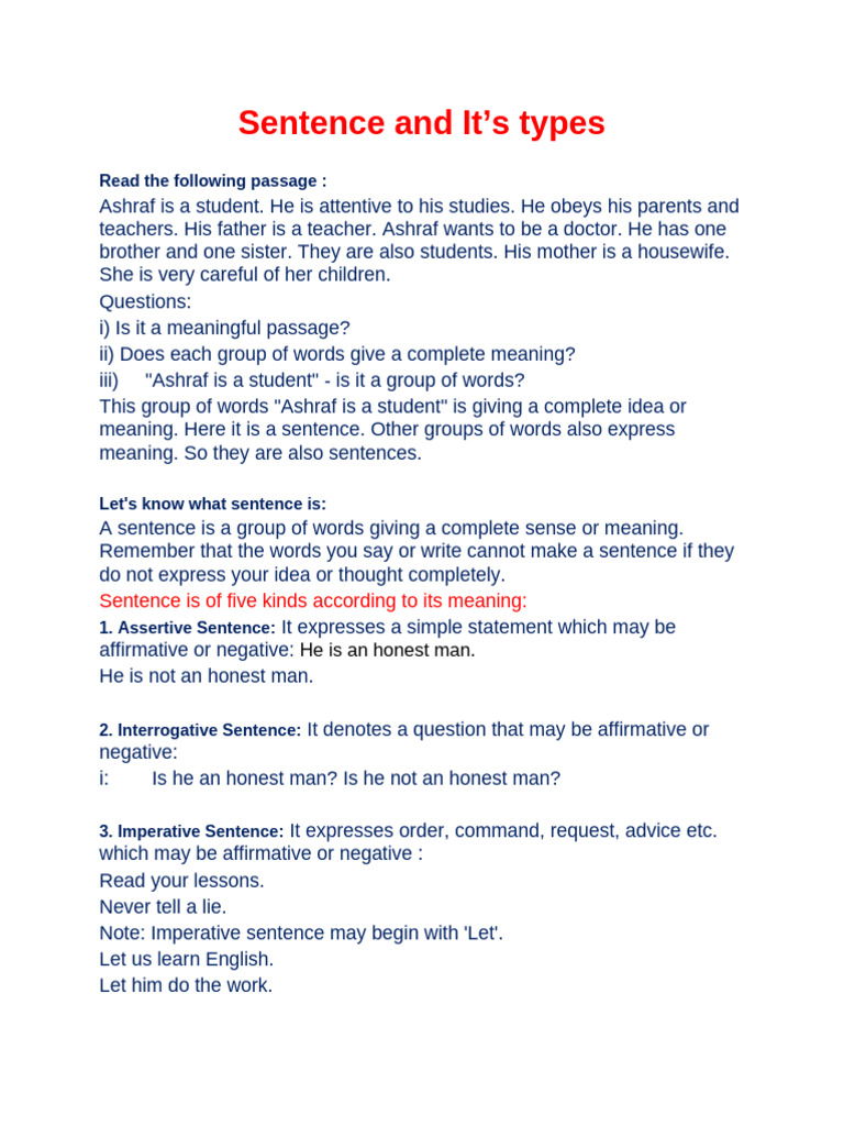 Understanding Sentence Types and Structure | PDF | Pronoun | Part Of Speech