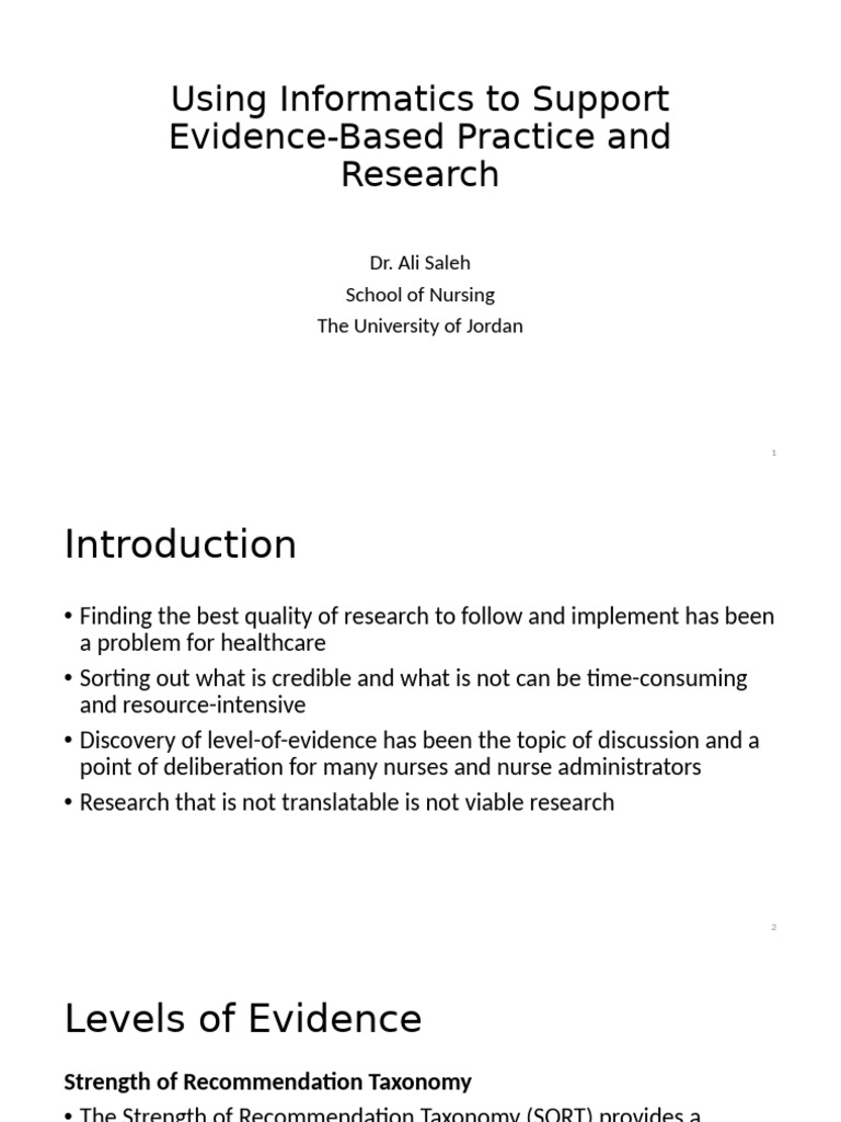 Using Informatics To Support Evidence-Based Practice and Research | PDF ...